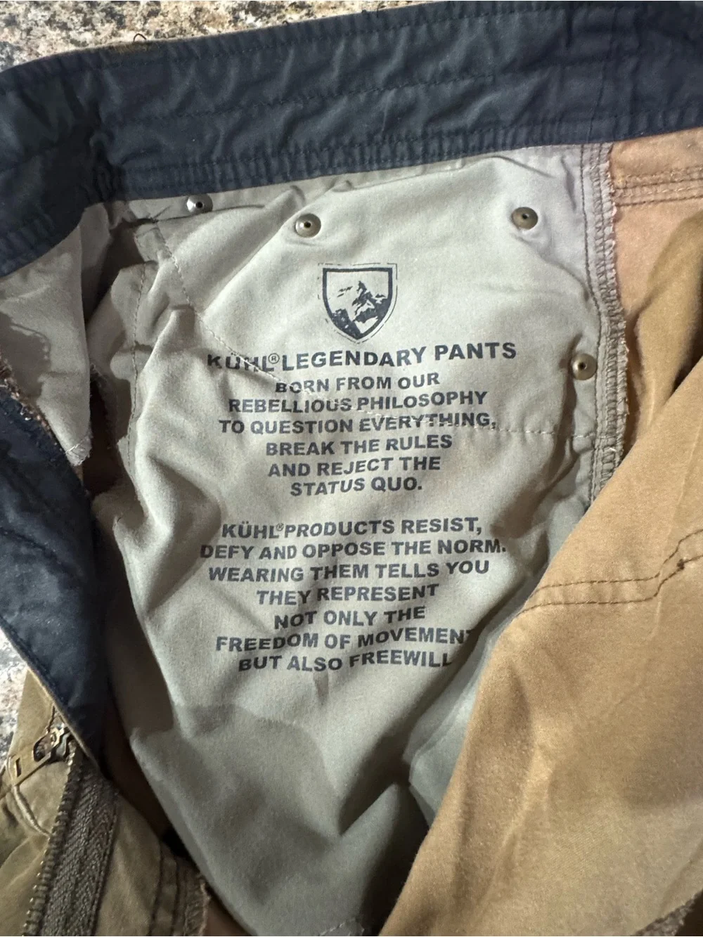 KUHL Revolver Pants Men 38x30 khakis Brown Hiking Outdoor Cargo Vintage Patina